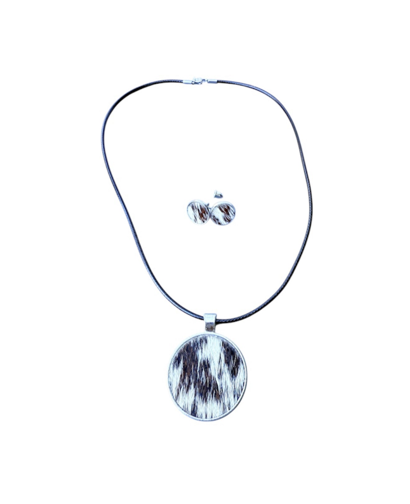 J7030 - 100% Cowhide Necklace & Earrings Set