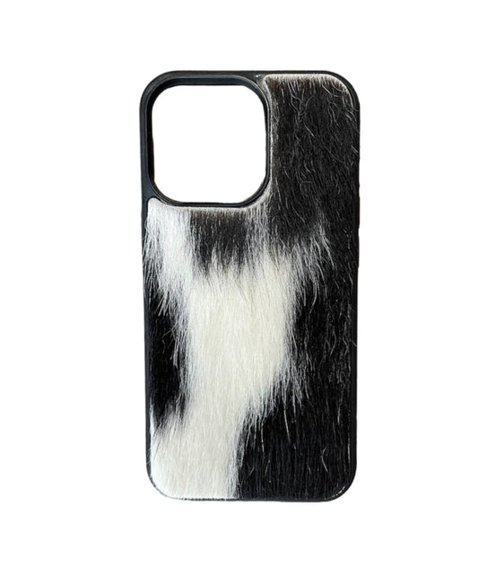 A8429 - IPhone 13 Pro Hair on Hide Leather w Rubber Case