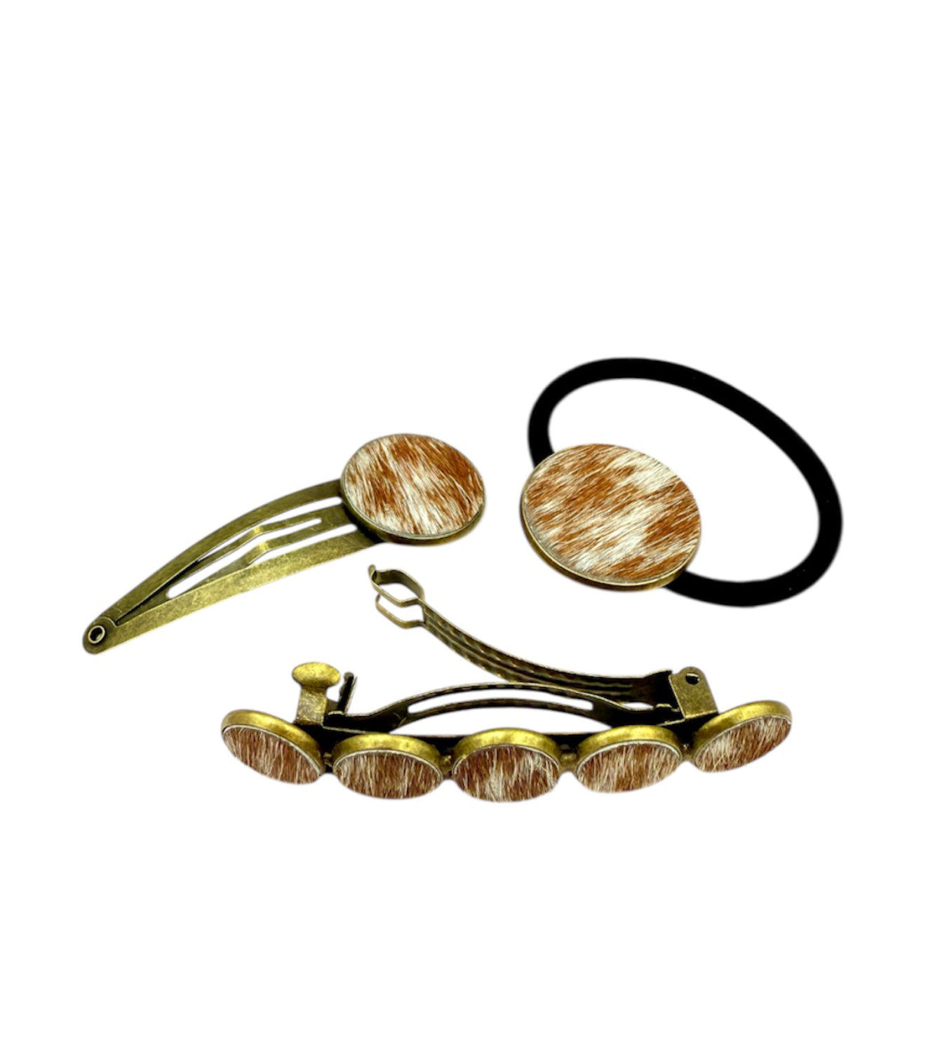 A8860A - Set of 3 Western Cowhide Hair Accessories