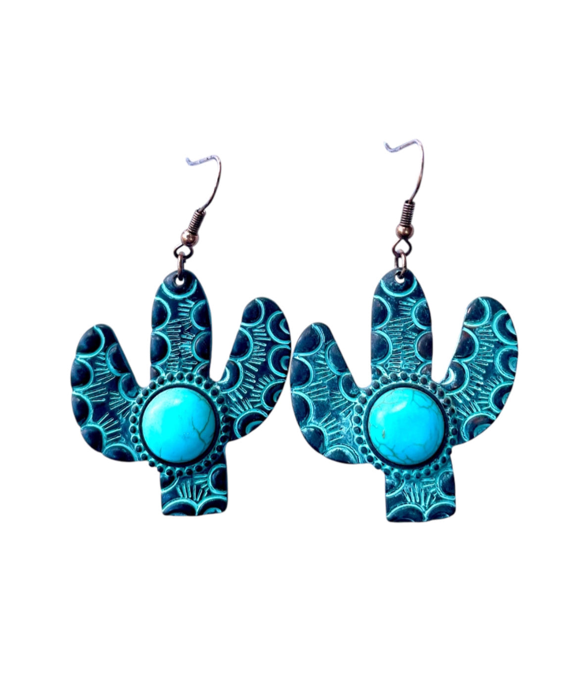 J6960 - Cactus Turquoise Dangle Earrings