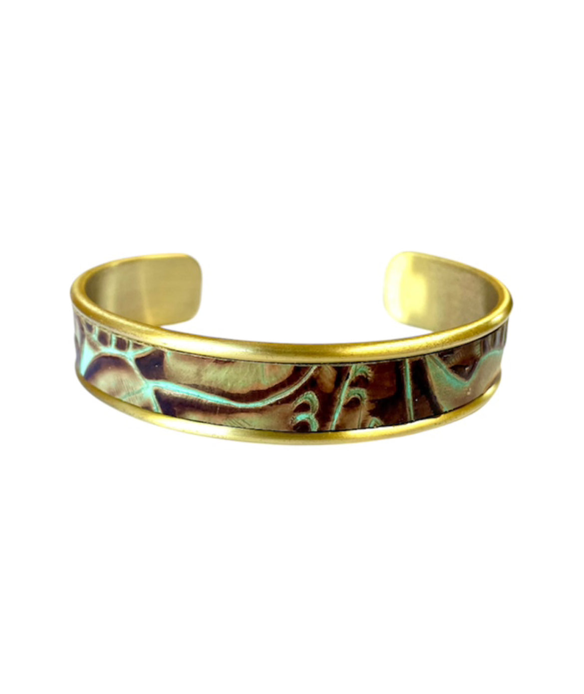 J6867 - 3/4 Bangle w Tooled Leather Bezel