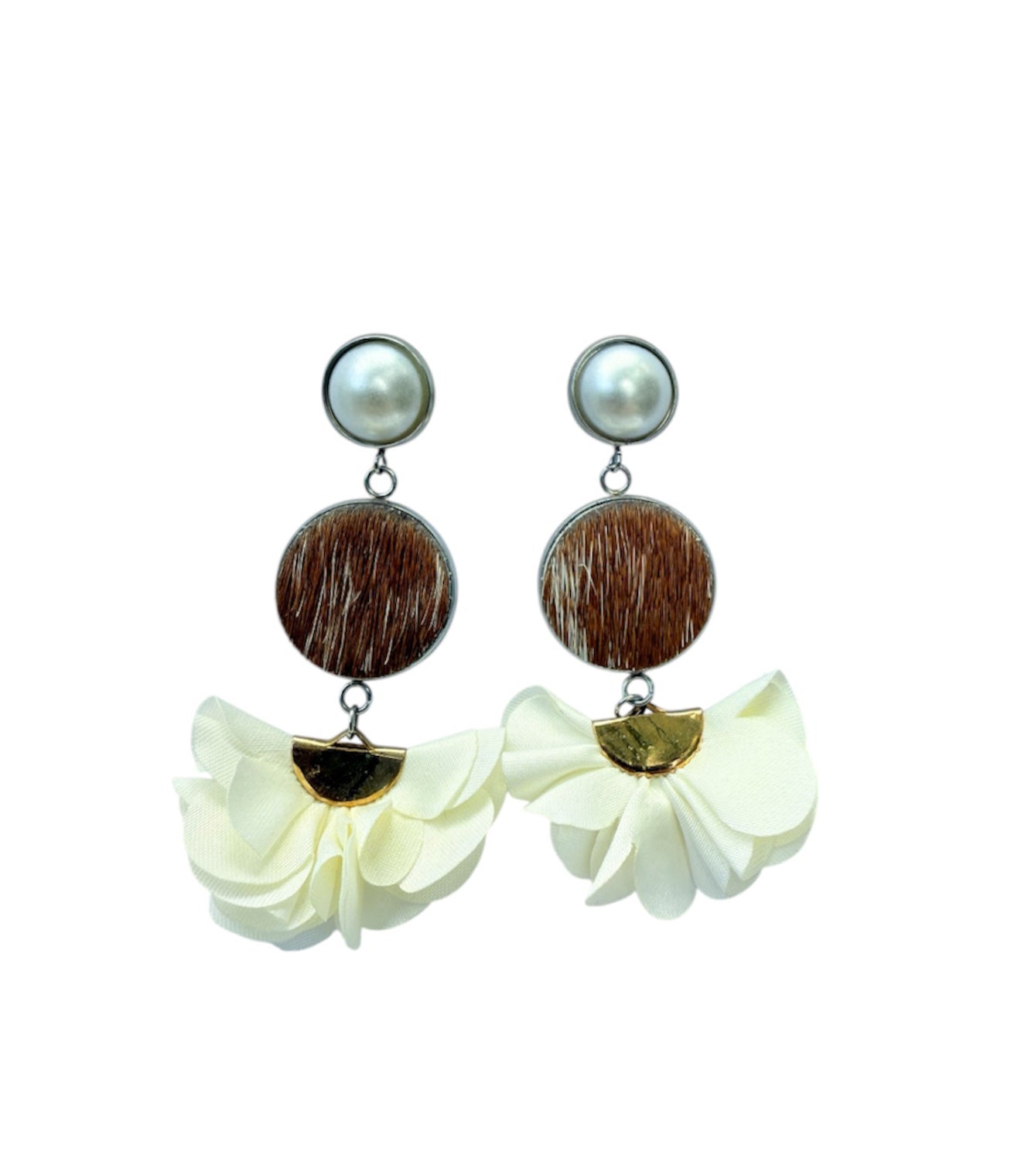 J7075 - Flower 100% Hair on Hide Earrings - Rawhide Western Wear