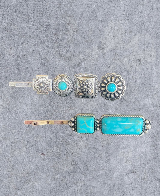 J6658C - Western Design Stone Bobby Pins