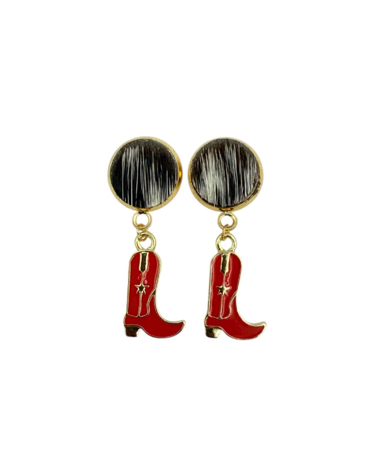 J7017B - 100% Hair on Hide Stud Dangle Earrings