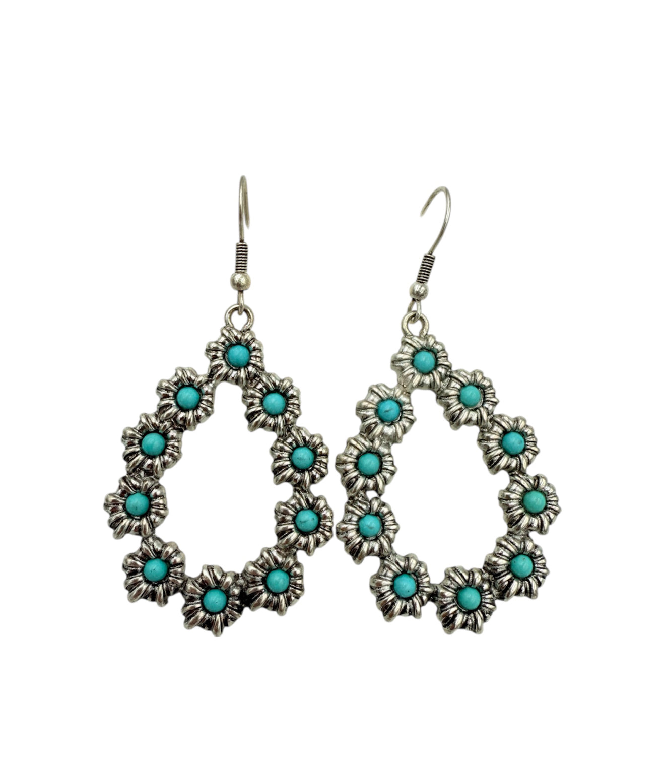 J7080 - Tear Drop Shape Turquoise Dangle Earrings