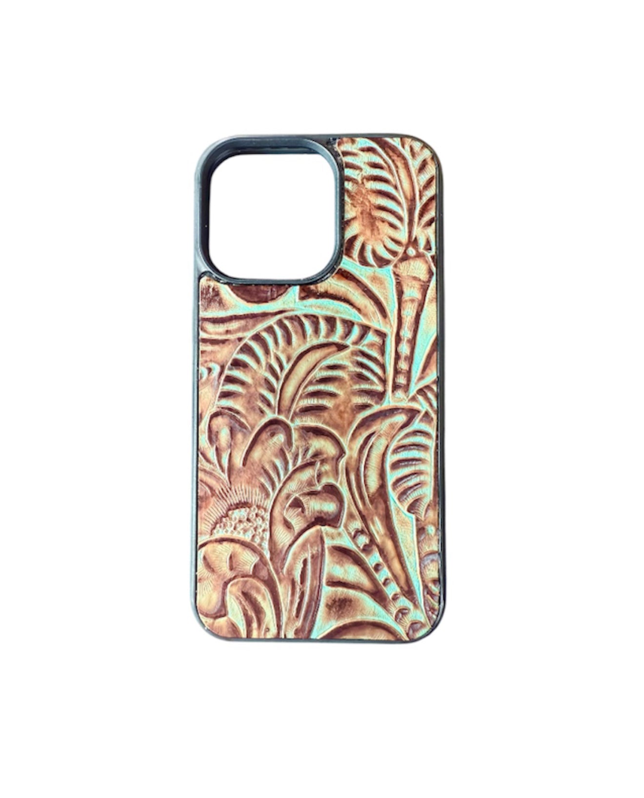 A8589 - IPhone 13 Pro Tooled Leather w Rubber Case
