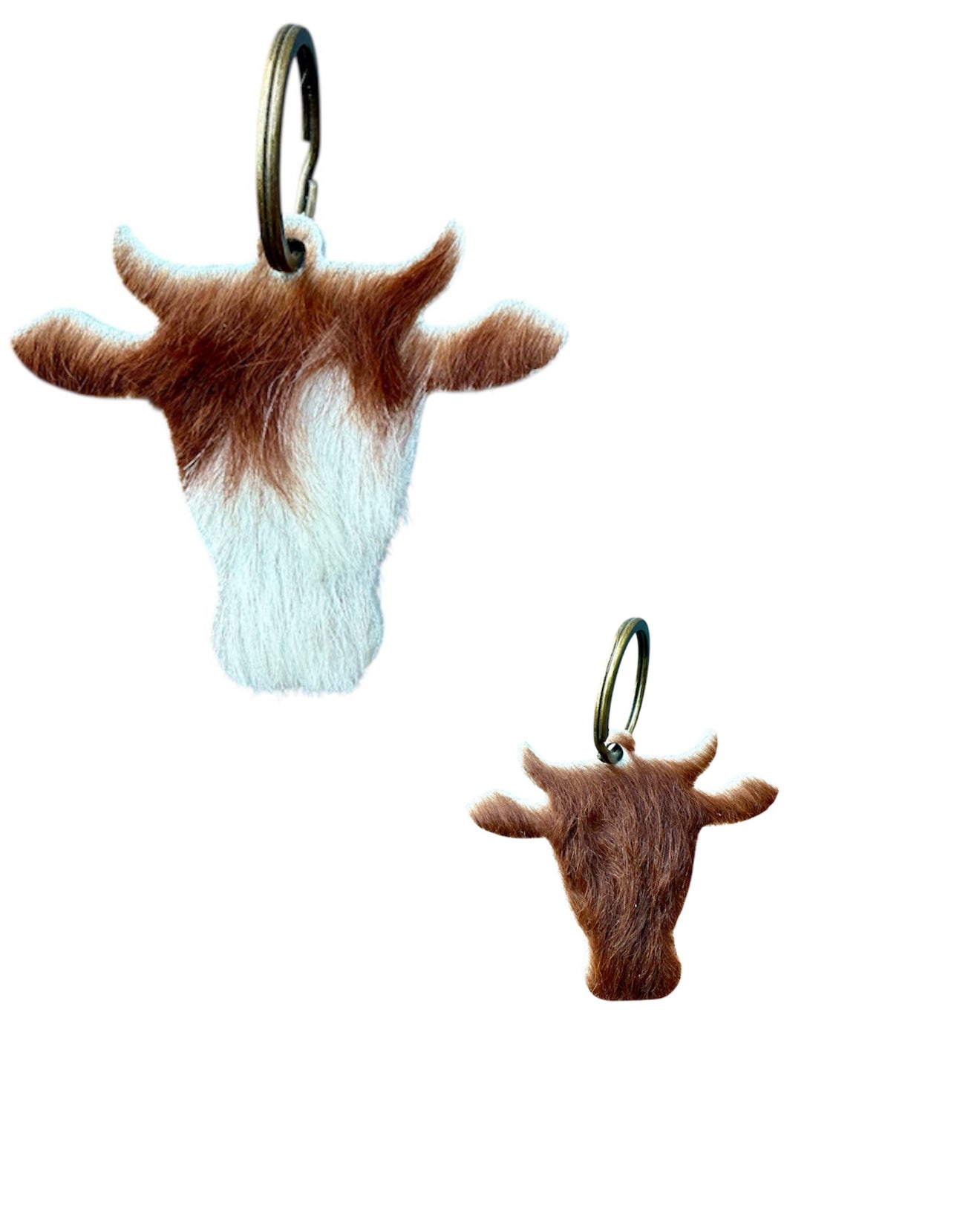 A8734 - Double Sided 100% Hair On Hide Leather Cow Keychain
