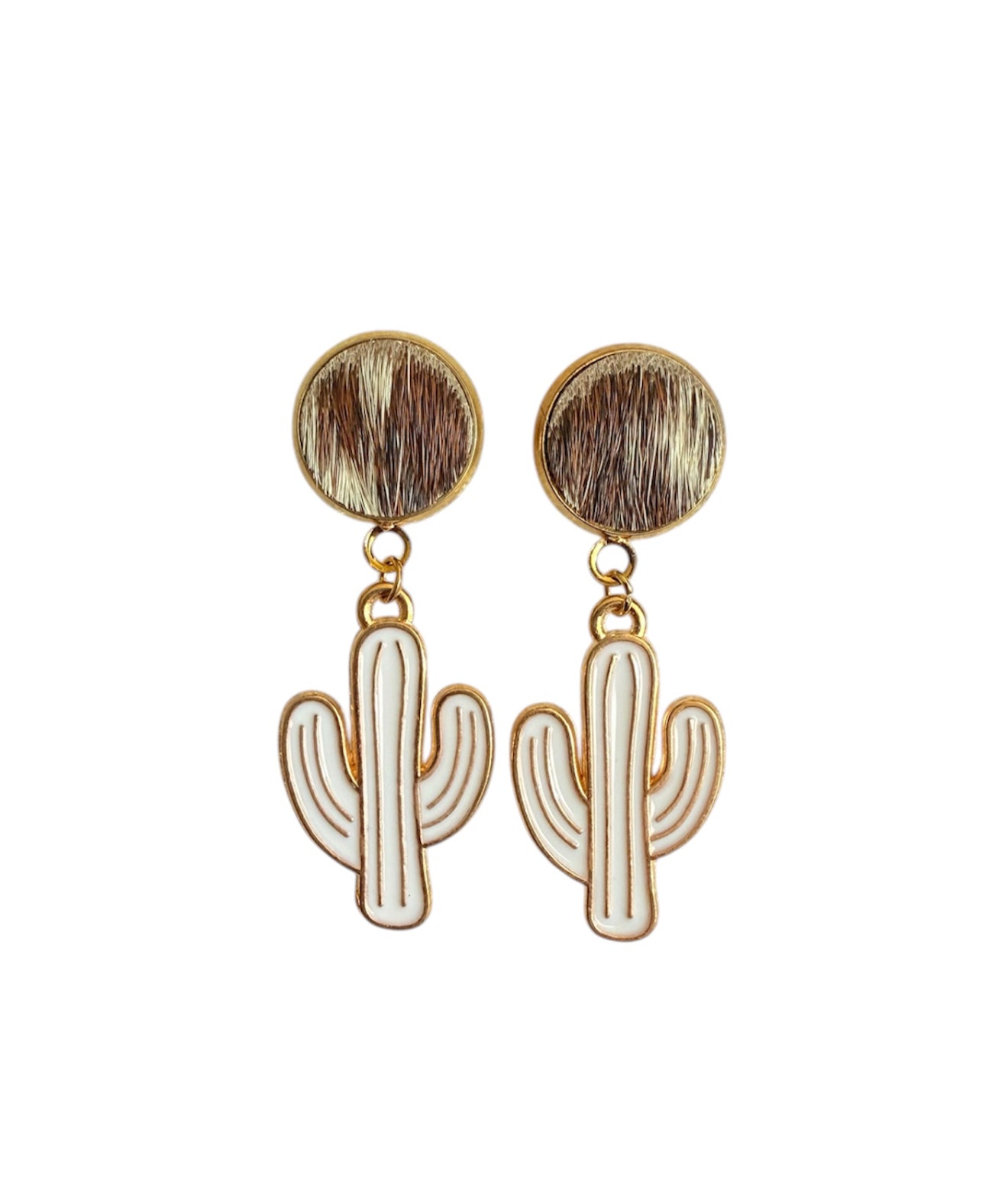J7041A - 100% Hair on Hide Stud Dangle Earrings - Rawhide Western Wear