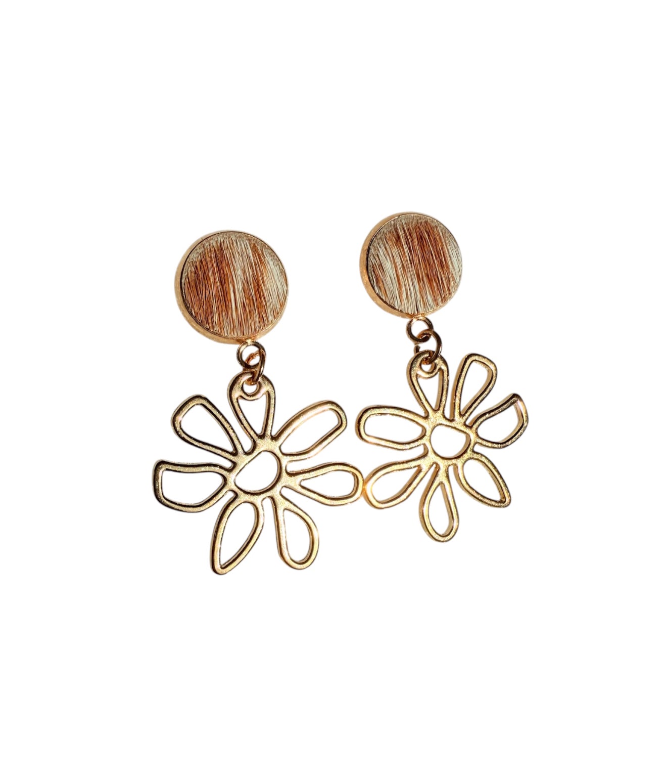 J6602 - Cowhide Stud Dangle Earrings