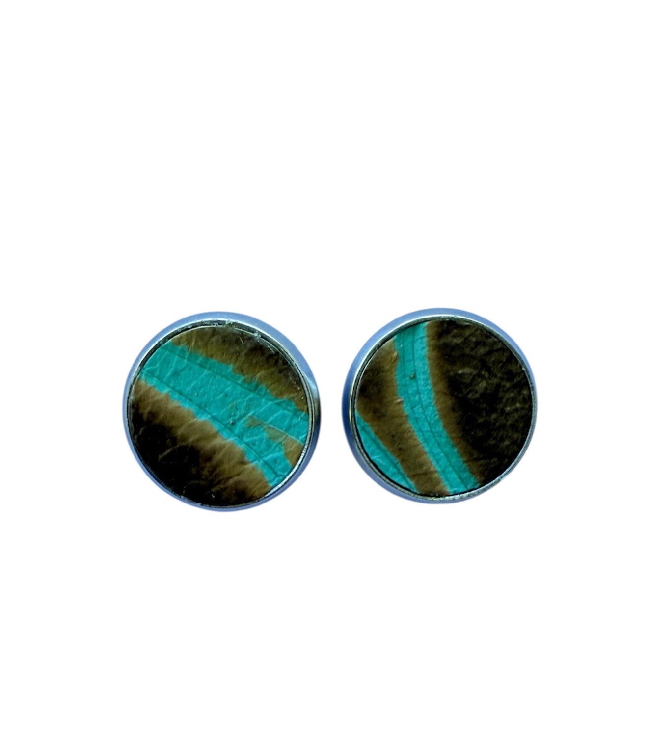 J6962A - Real Tooled Leather Stud Earrings