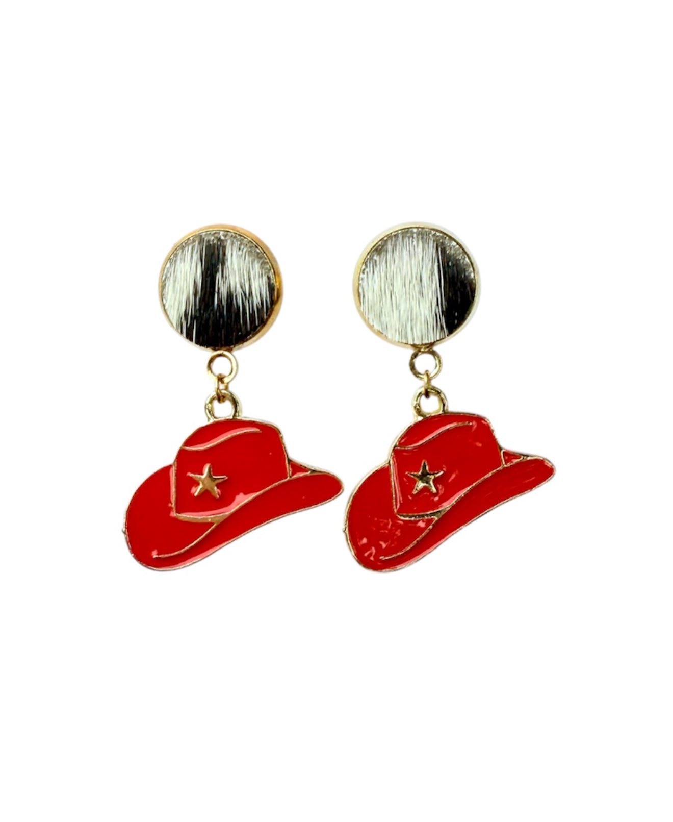 J7018C - 100% Hair on Hide Stud Dangle Earrings