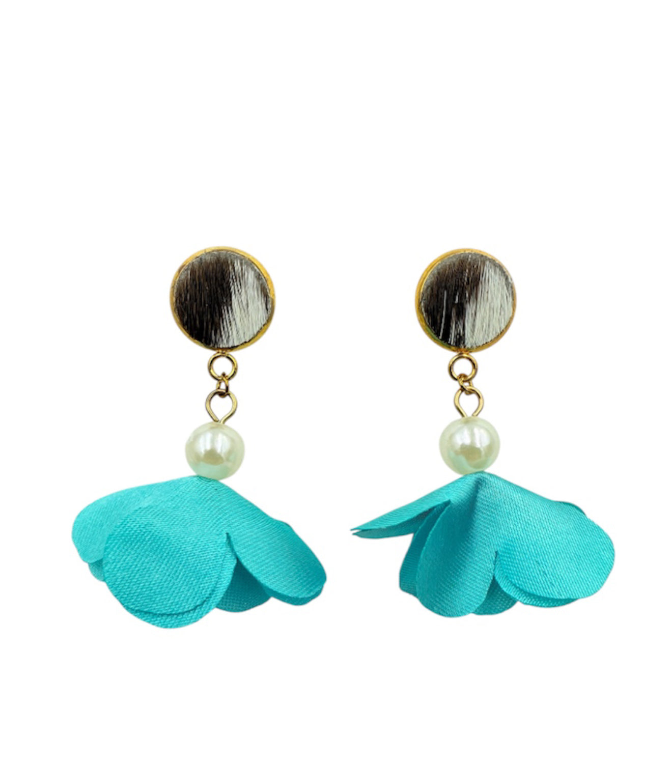 J7089C - 100% Hair on Hide Stud Dangle Earrings