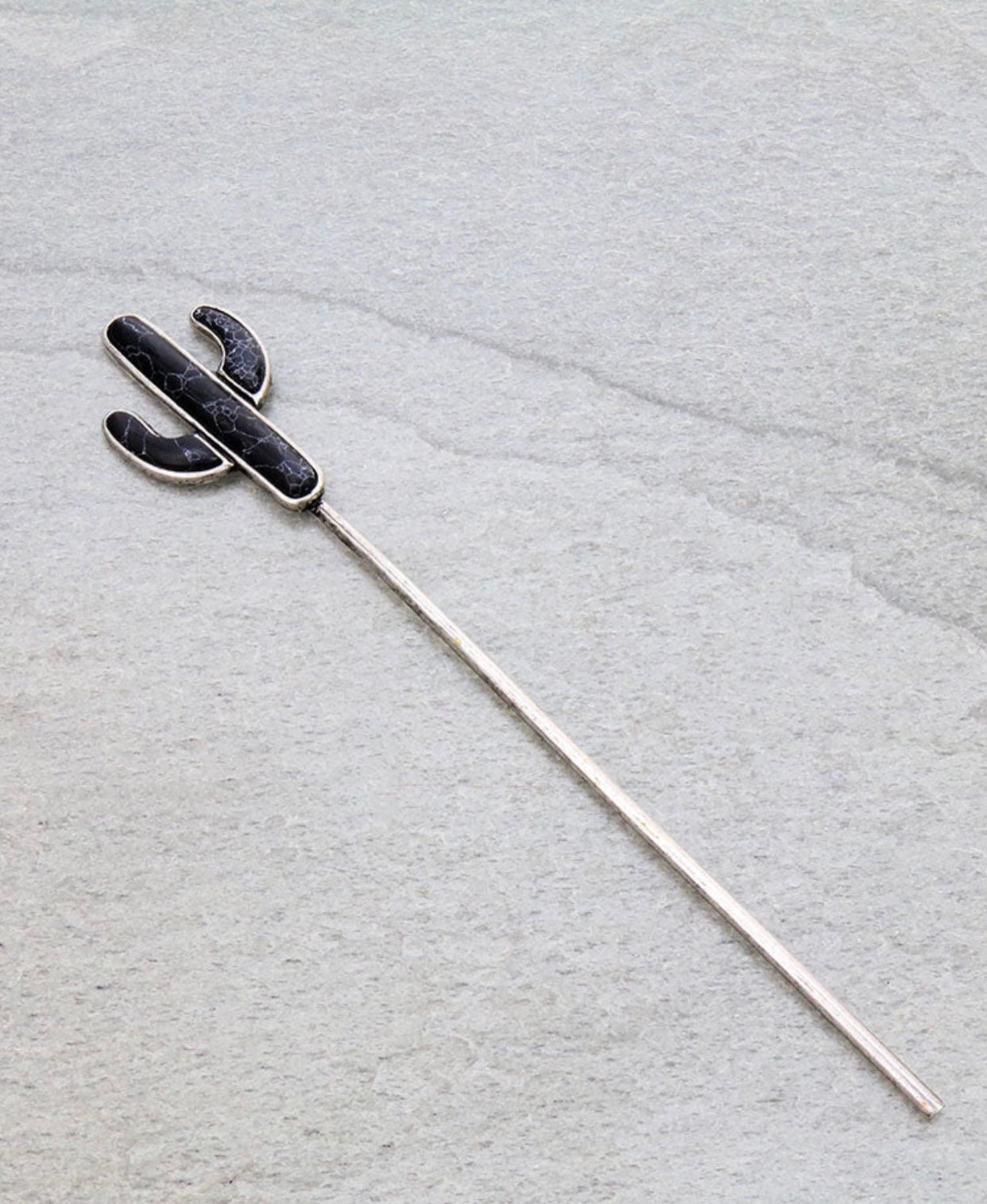 J6734 - 6″ Western Cactus Stone Hair Pin