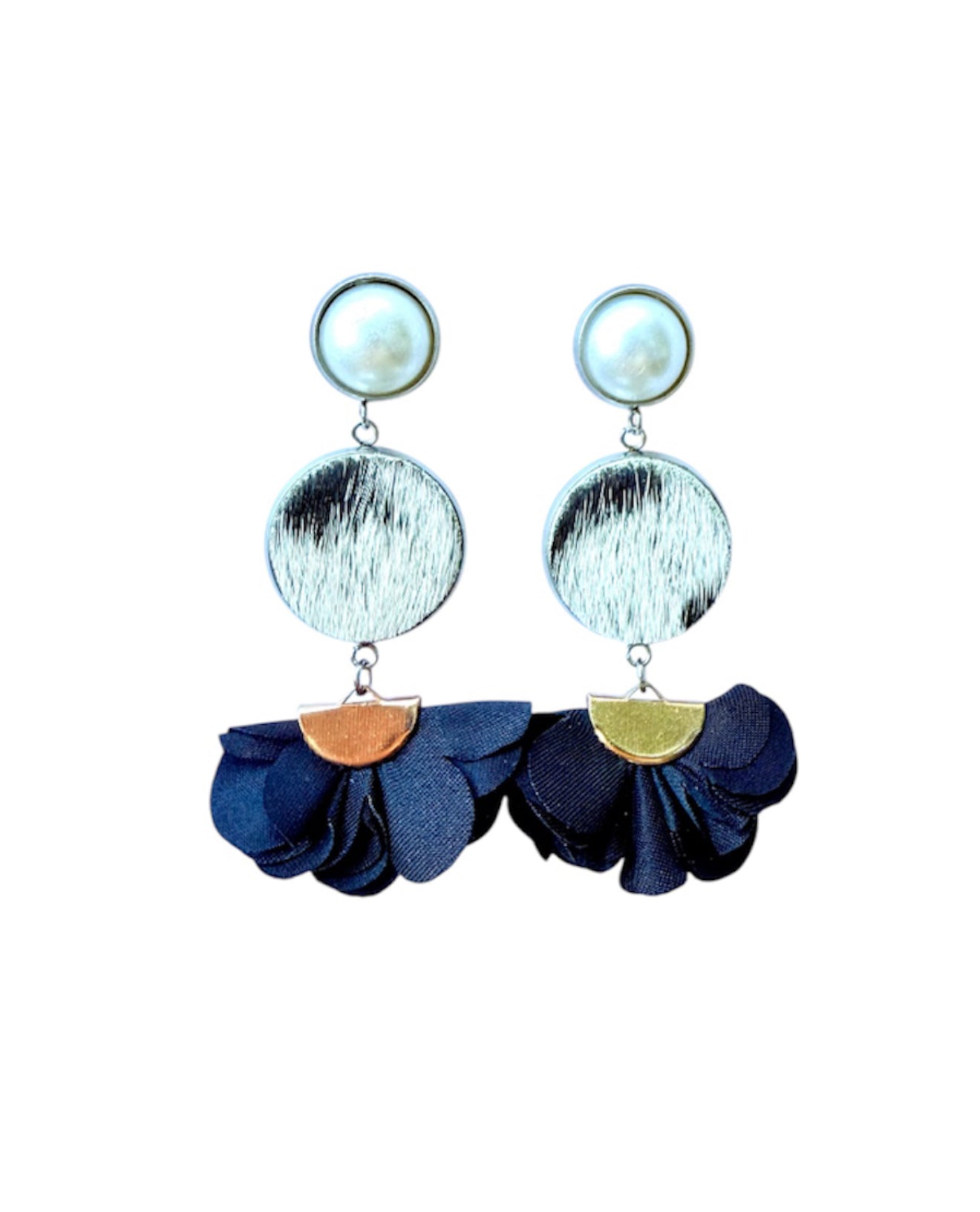 J7028A - Flower 100% Hair on Hide Earrings