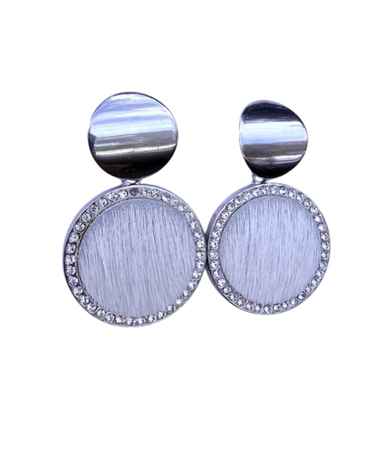 J6684J - 100% Hair on Hide Earrings with Diamantes