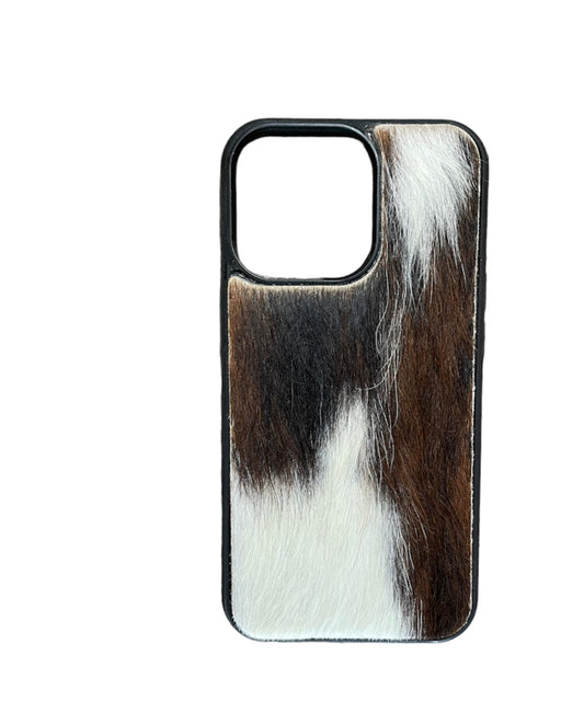 A8428 - IPhone 13 Pro Hair on Hide Leather w Rubber Case