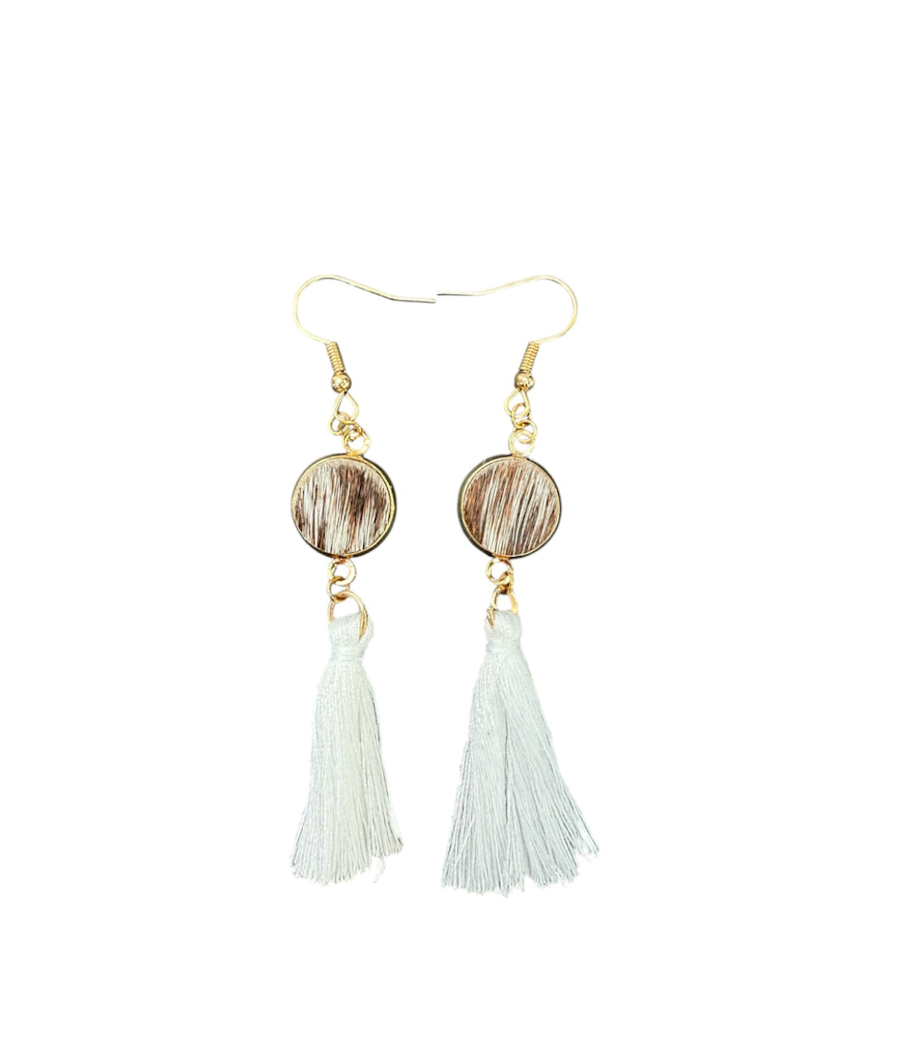 J7046C - Tassel Hide Fishhook Earrings