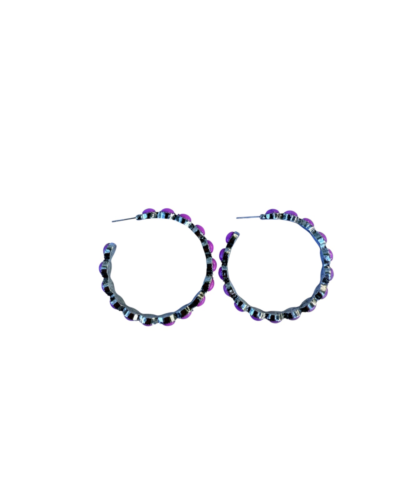 J7081B - C Shape Pink Dangle Earrings