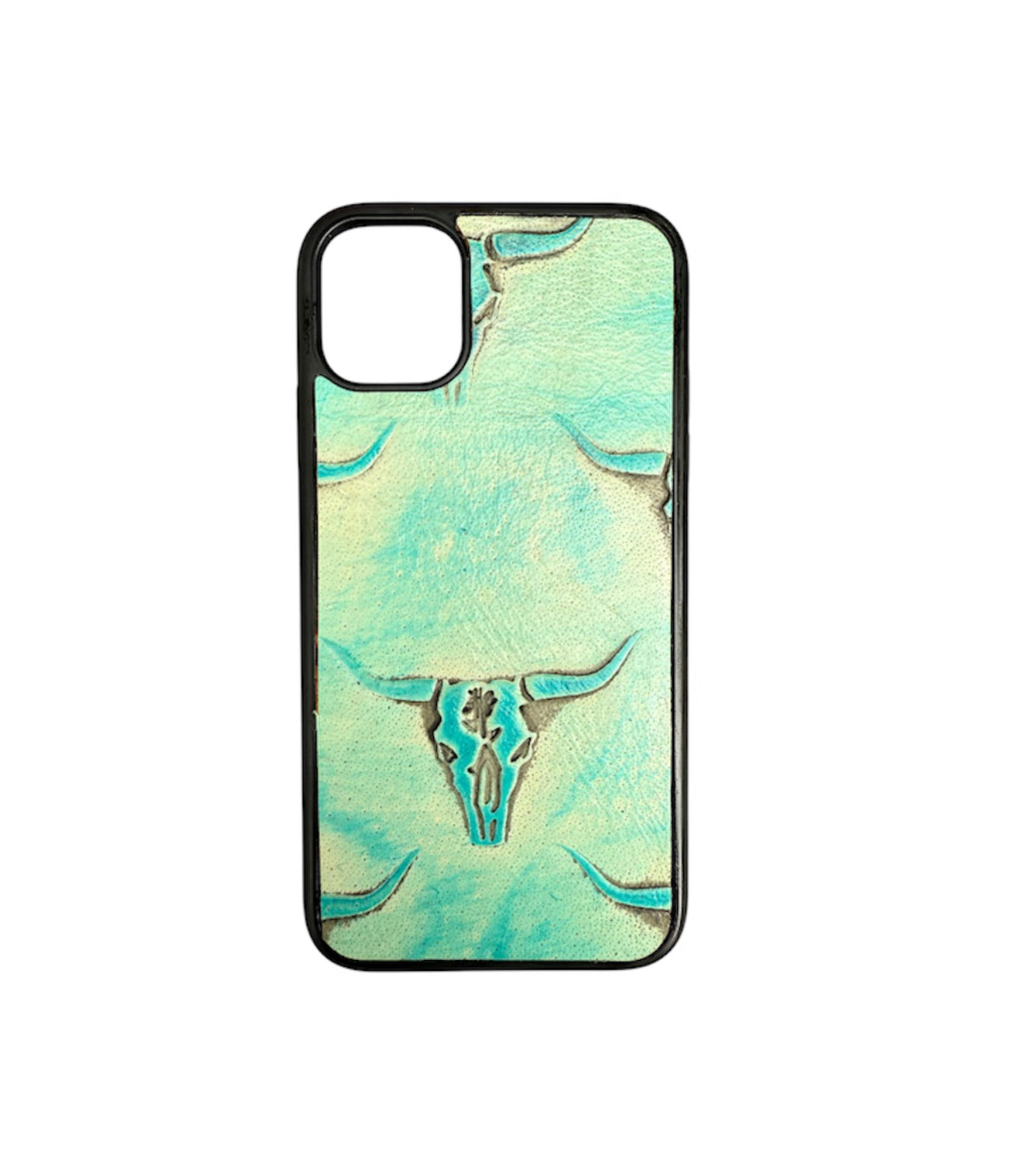 A8350 - IPhone 11 Tooled Leather w Rubber Case