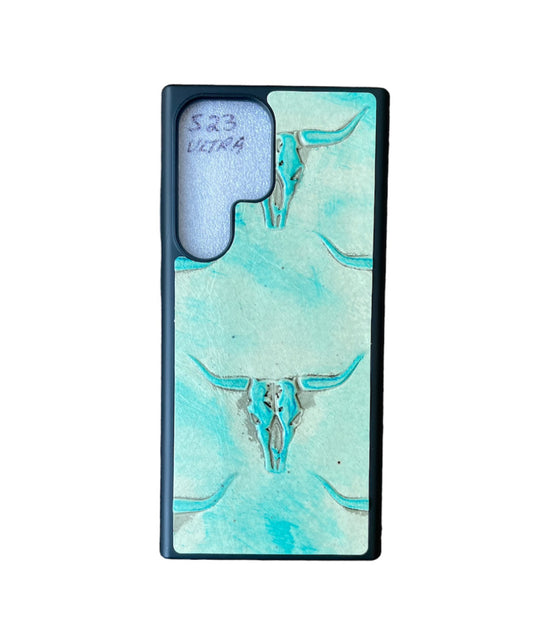 A8706 - Samsung S23 Ultra Tooled Leather w Rubber Case