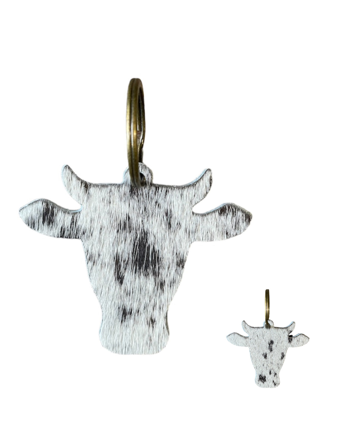 A8735 - Double Sided 100% Hair On Hide Leather Cow Keychain