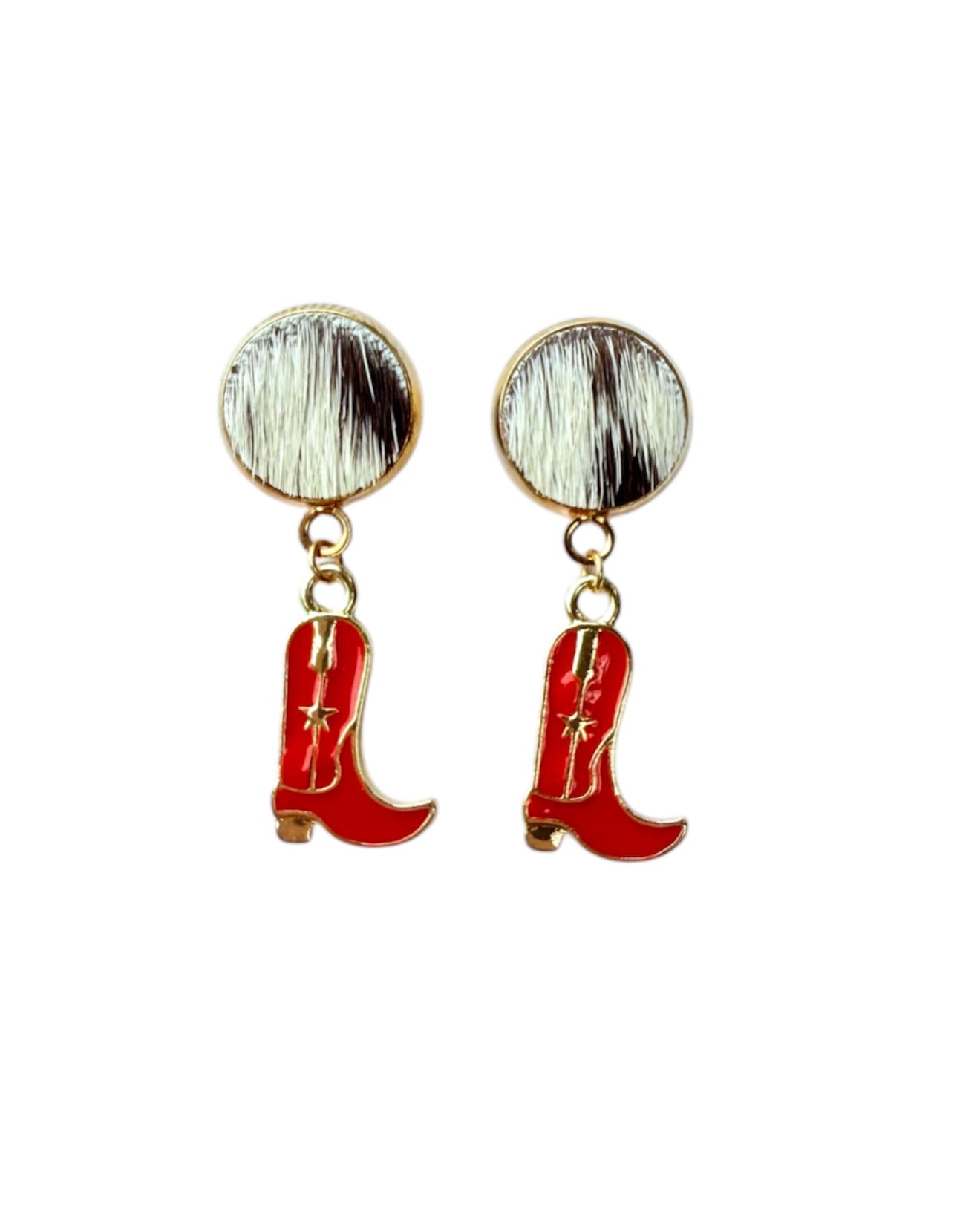 J7017B - 100% Hair on Hide Stud Dangle Earrings