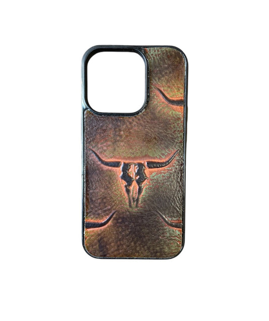 A8444 - IPhone 14 Pro Tooled Leather w Rubber Case