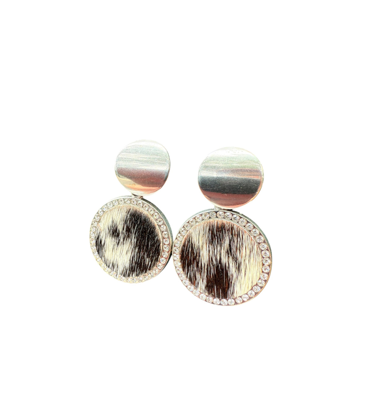 J6684J - 100% Hair on Hide Earrings with Diamantes - Rawhide Western Wear