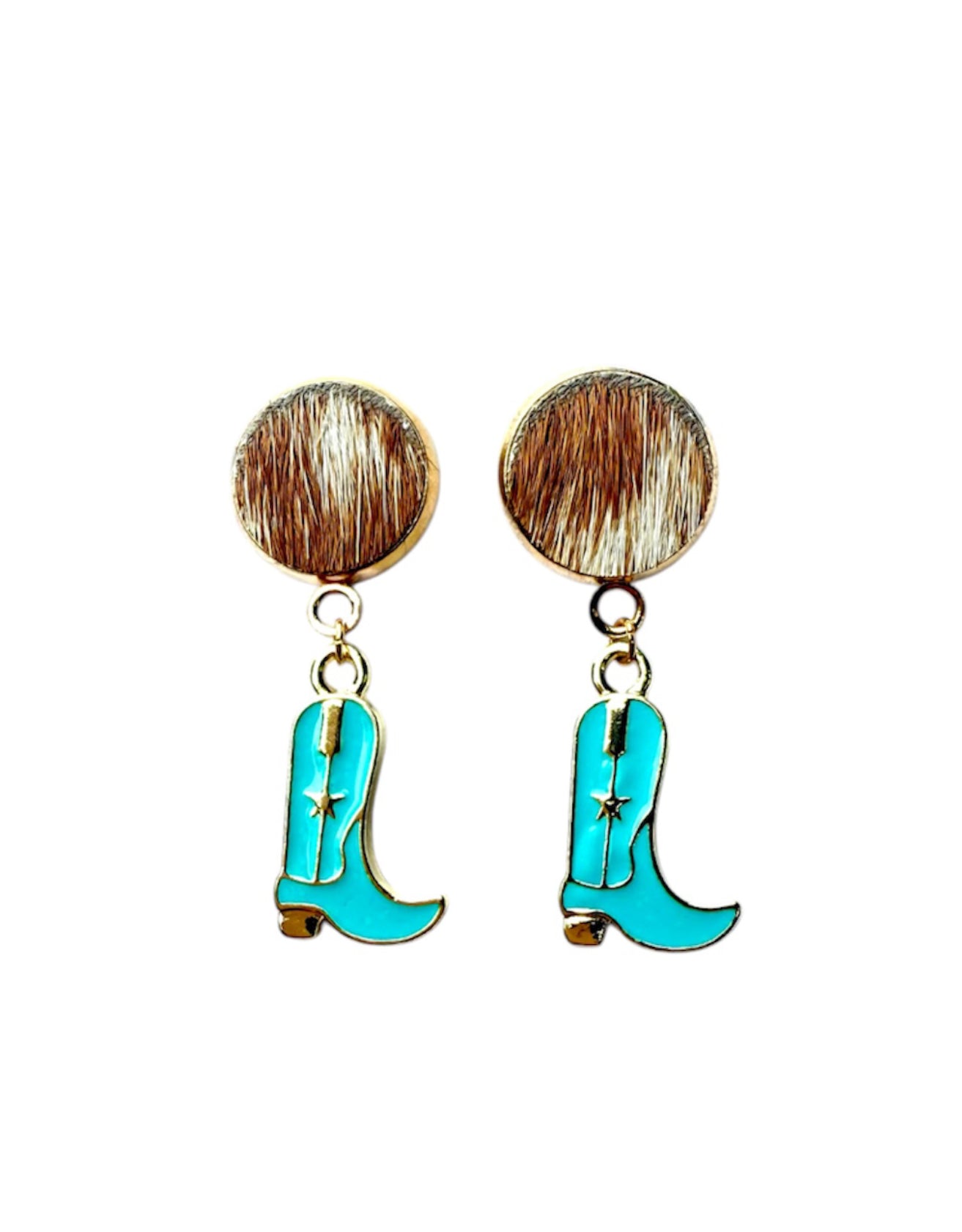 J7017A - 100% Hair on Hide Stud Dangle Earrings