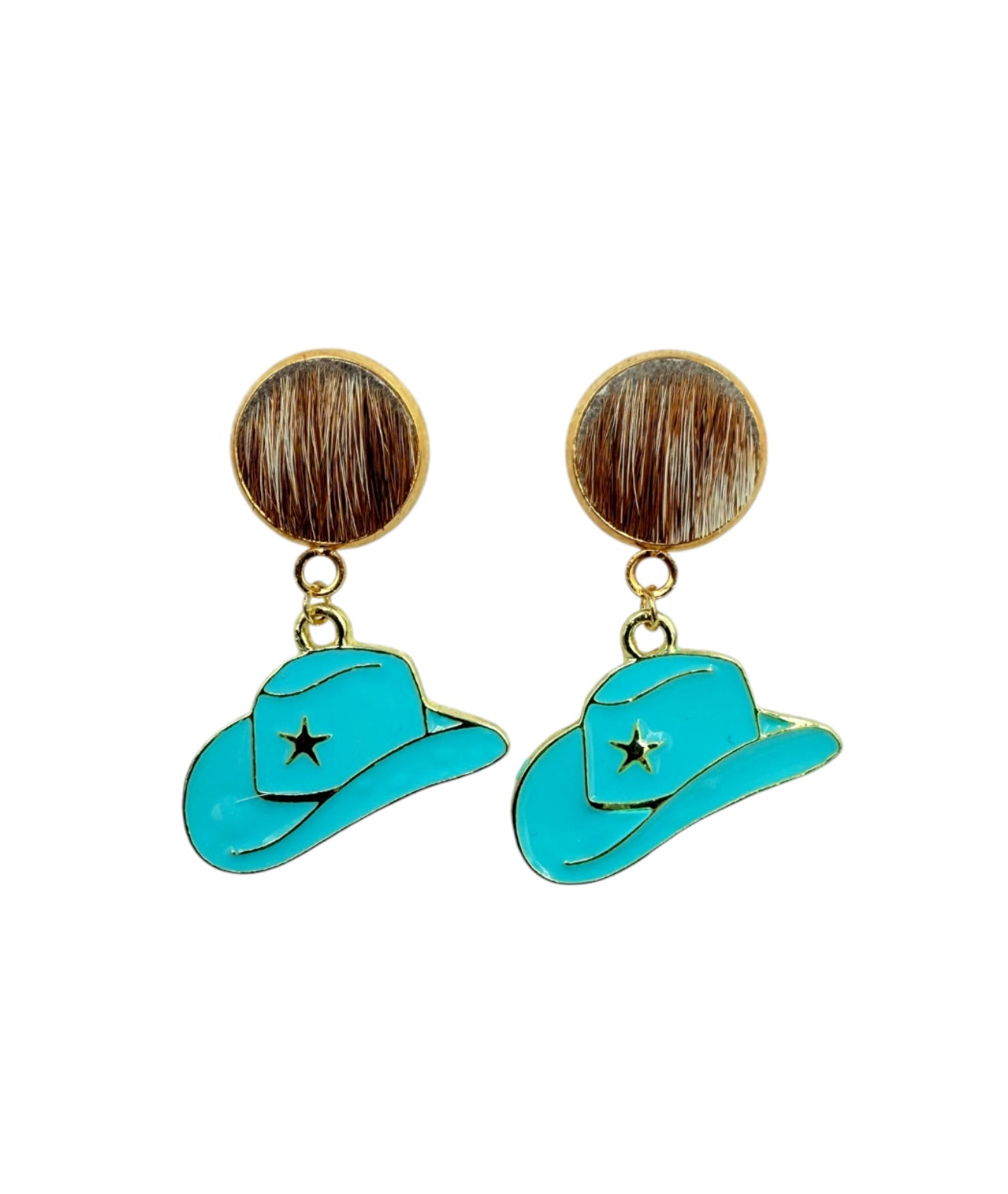 J7018B - 100% Hair on Hide Stud Dangle Earrings
