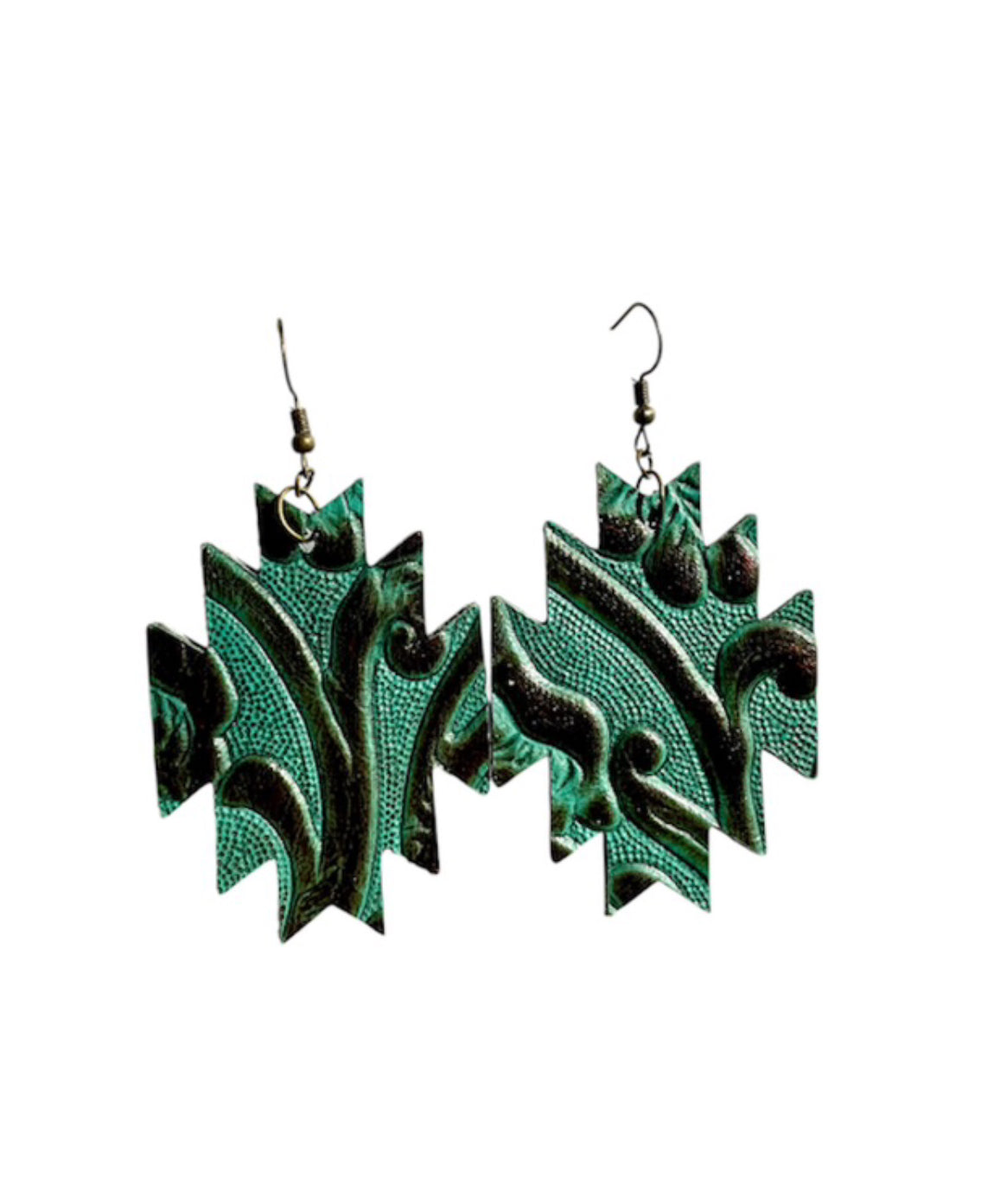 J6966 - Real Leather Dangle Aztec Shape