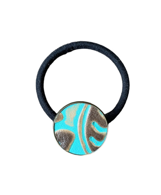 A8684 - Real Tooled Leather Bezel Hair Tie