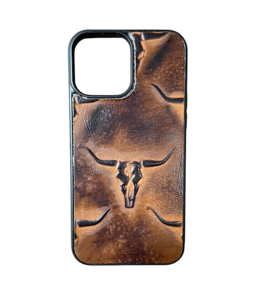 A8364 - IPhone 12 Pro Max Tooled Leather w Rubber Case