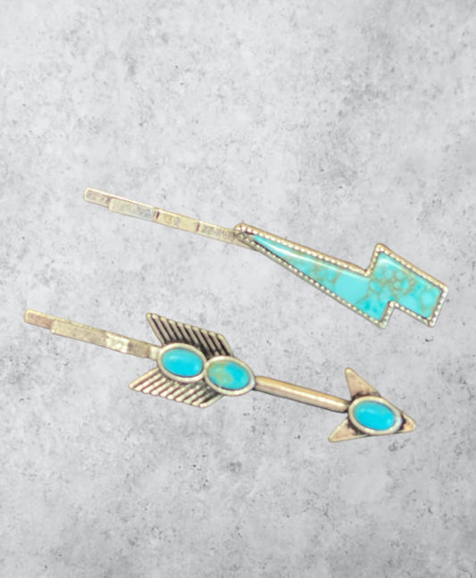 J6658A - Western Design Stone Bobby Pins