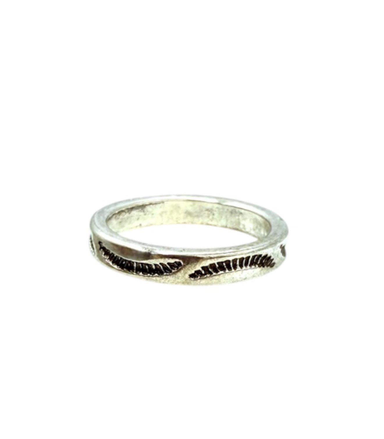 J6712 - Western Silver Feather Ring Size K