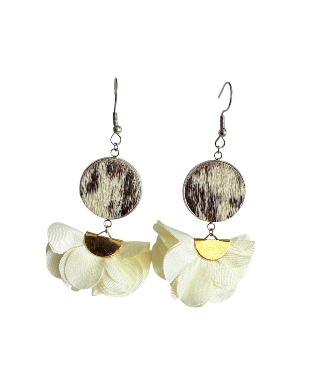J7074D - Flower 100% Hair on Hide Earrings - Rawhide Western Wear