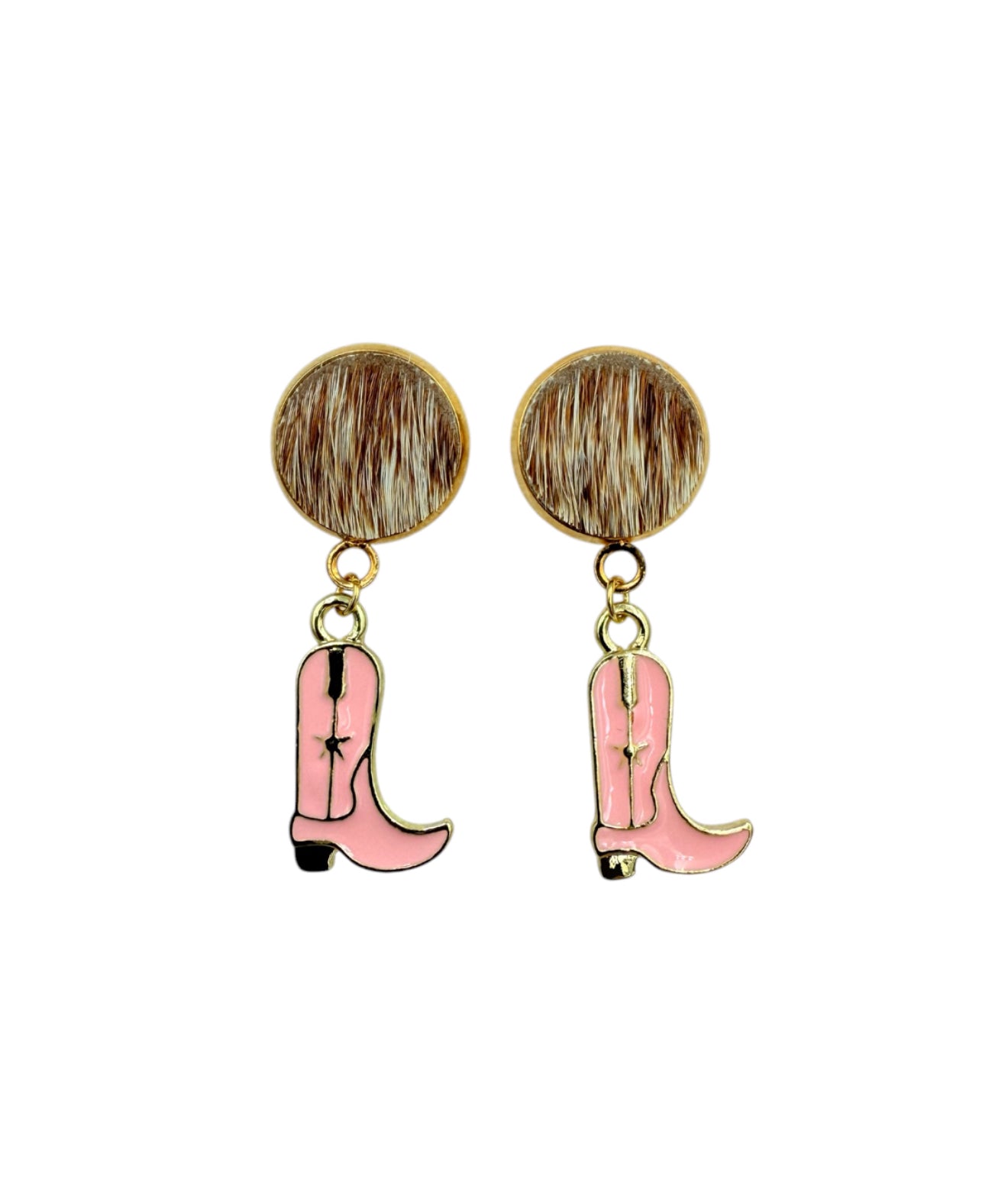 J7017C - 100% Hair on Hide Stud Dangle Earrings