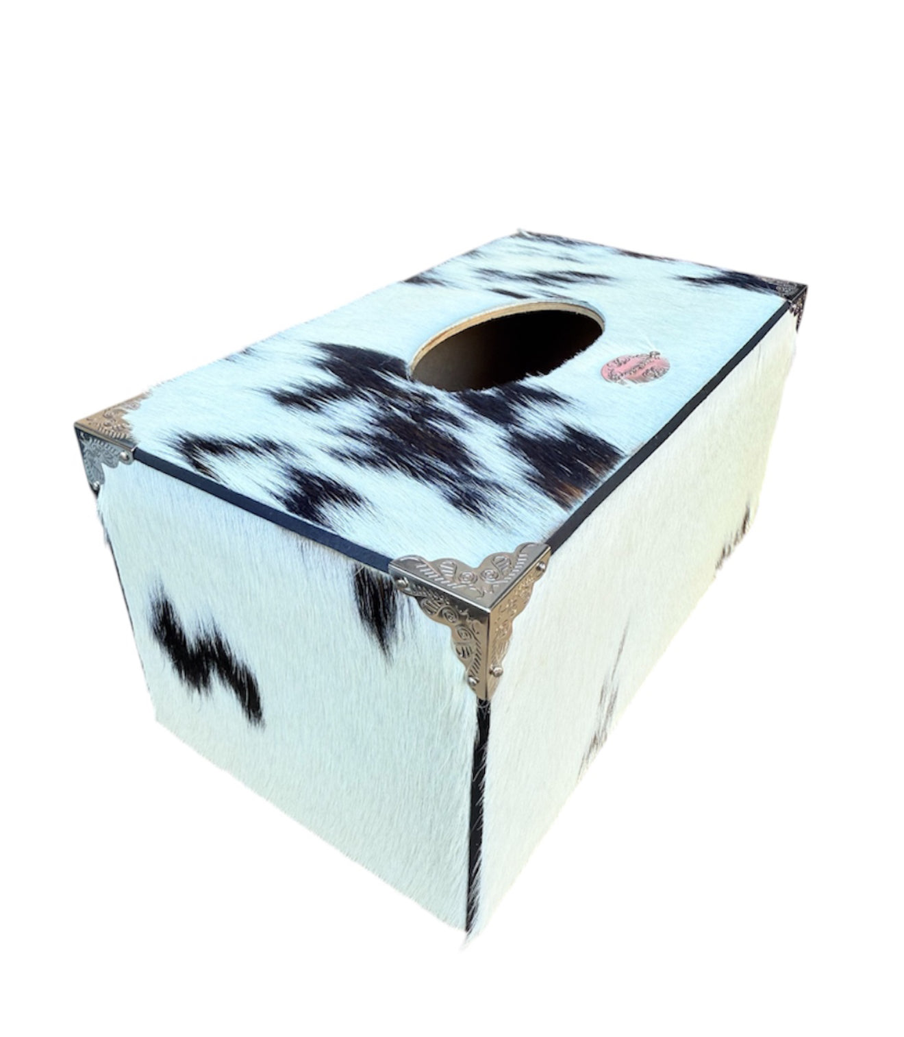 A8844 - Wooden Tissue Holder w Cowhide & Kangaroo Leather