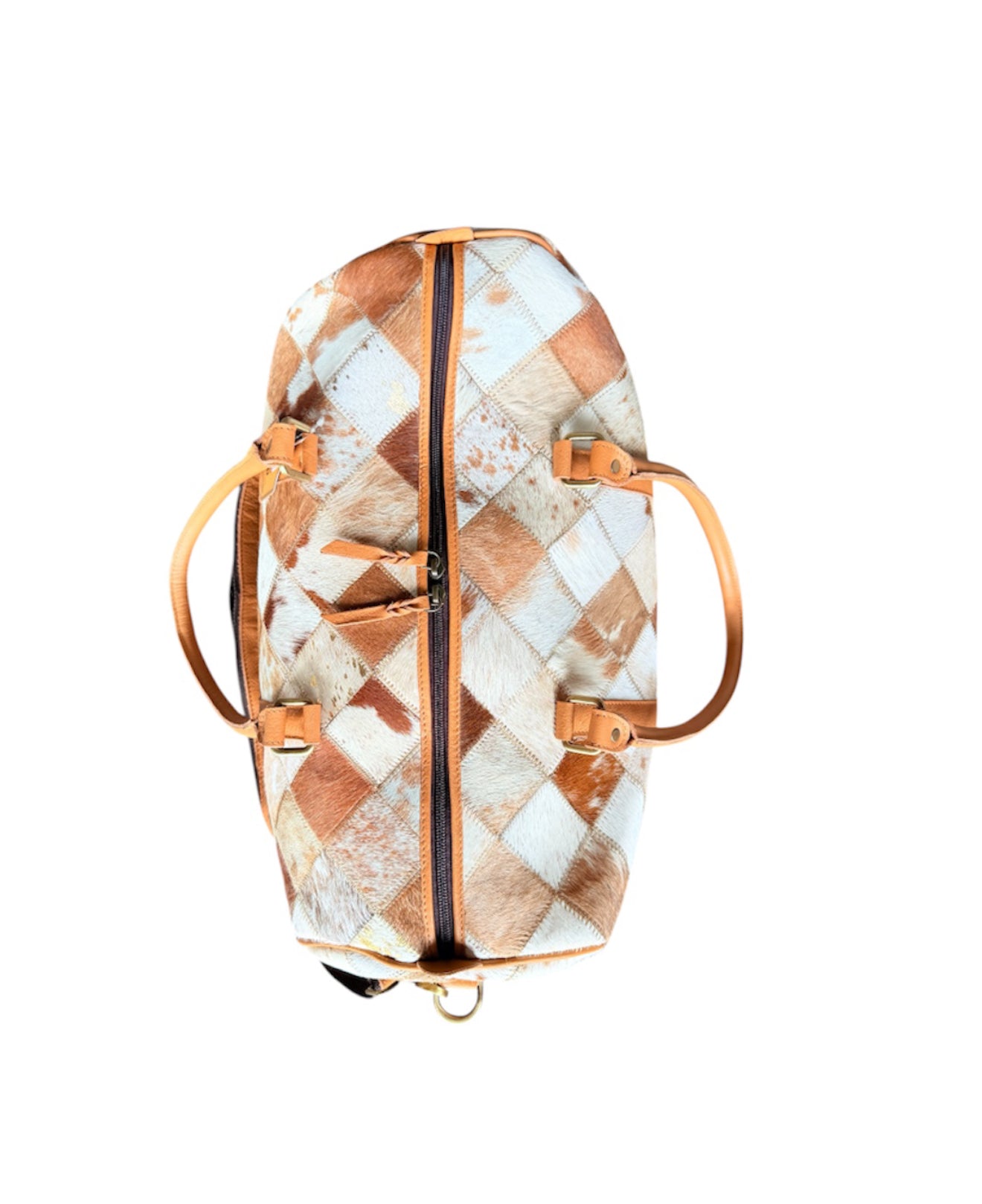 AT67 - Hair On Hide Patchwork Travel Duffel Bag