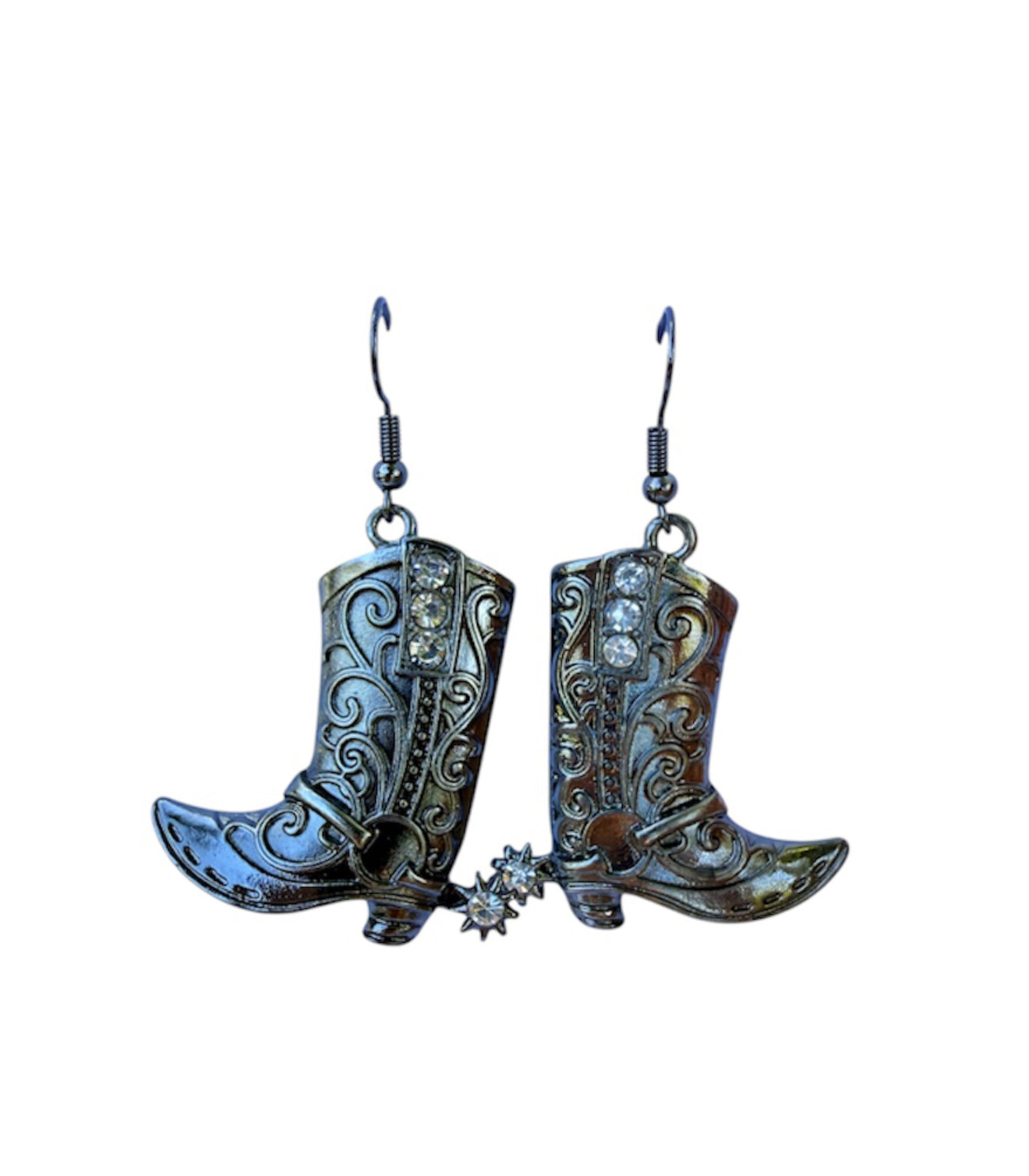 J6429B - Antique Gun Metal Grey Colour Boot Charm Earrings