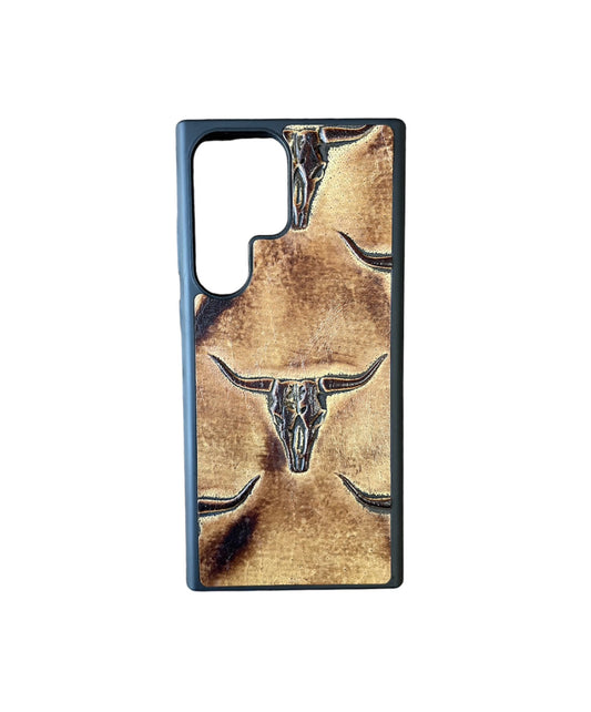 A8711 - Samsung S23 Ultra Tooled Leather w Rubber Case