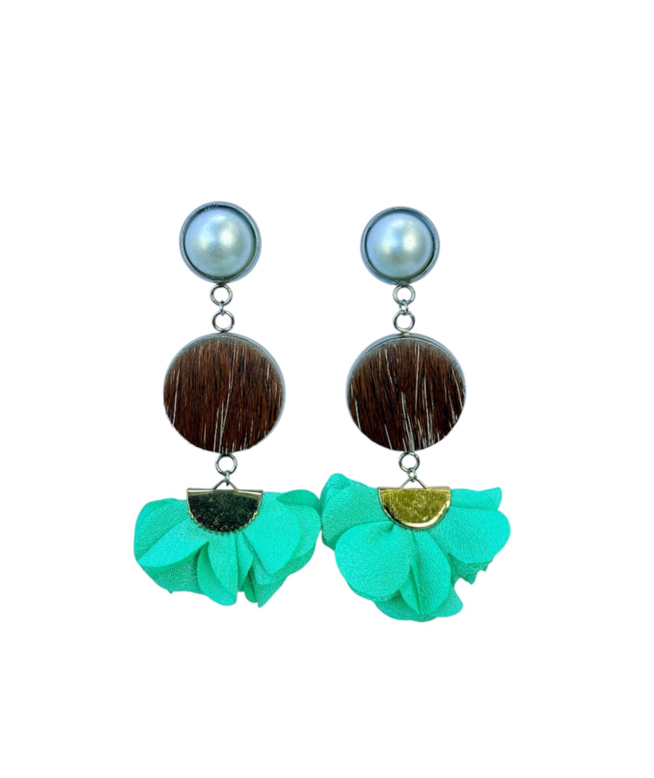 J7028 - Flower 100% Hair on Hide Earrings