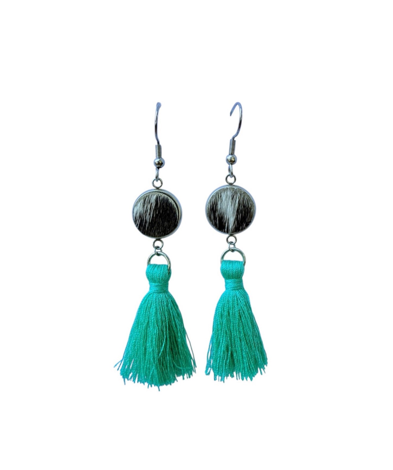 J7034D - Tassel Hide Fishhook Earrings