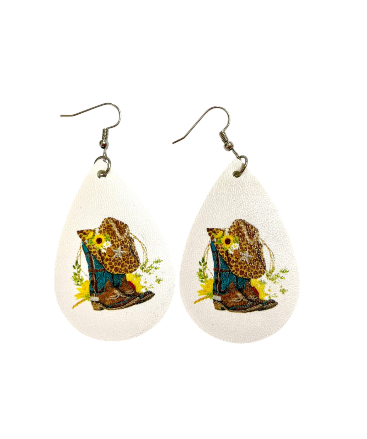 J6101 - Tear Drop Faux Leather Dangle - Rawhide Western Wear
