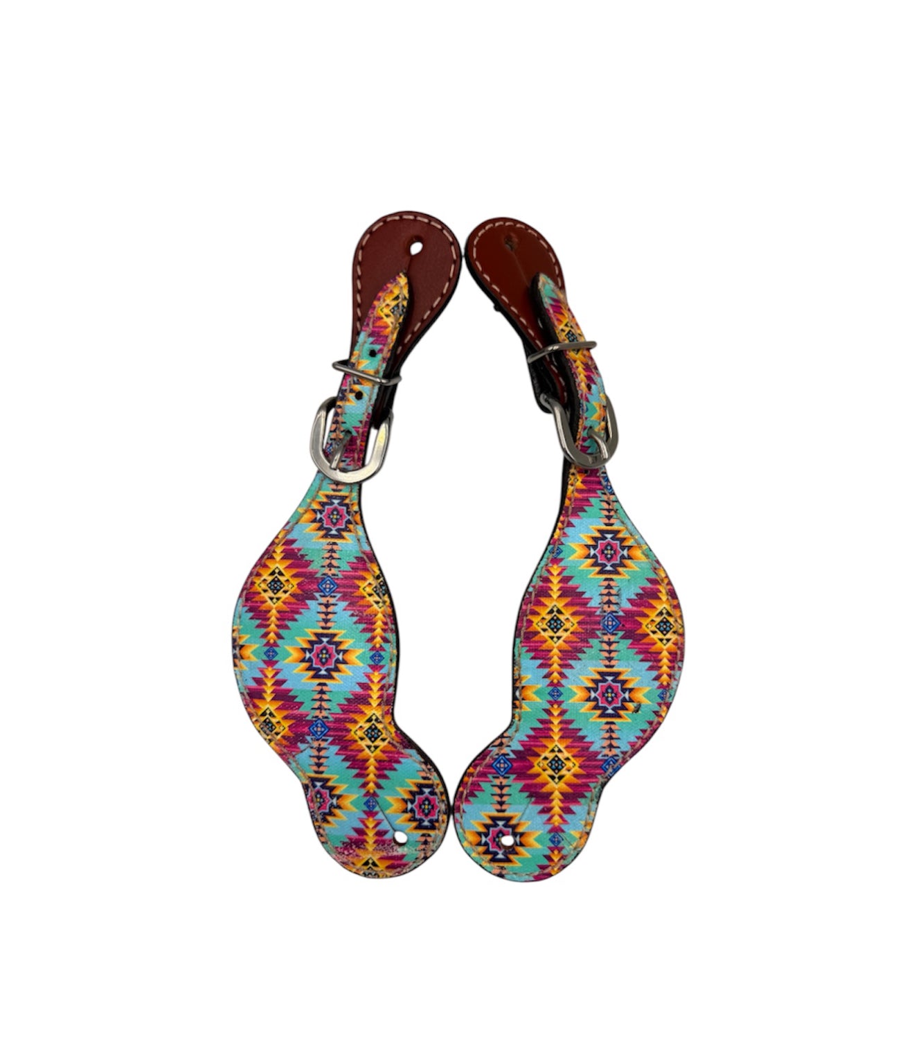 M123XA - Ladies Leather Aztec printed leather spur straps