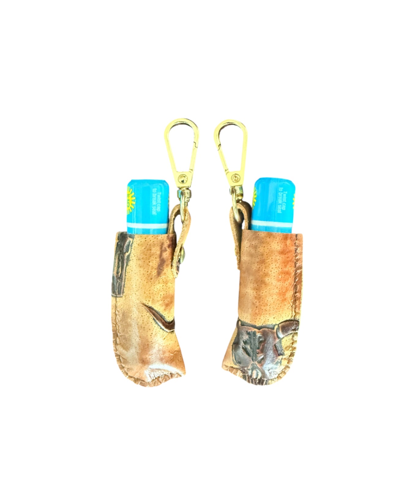 A8998 - Real Tooled Leather Lip Balm Holder w Clip