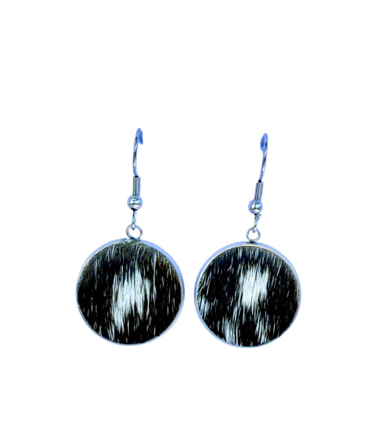 J6607D - Round Hide Fishhook Earrings