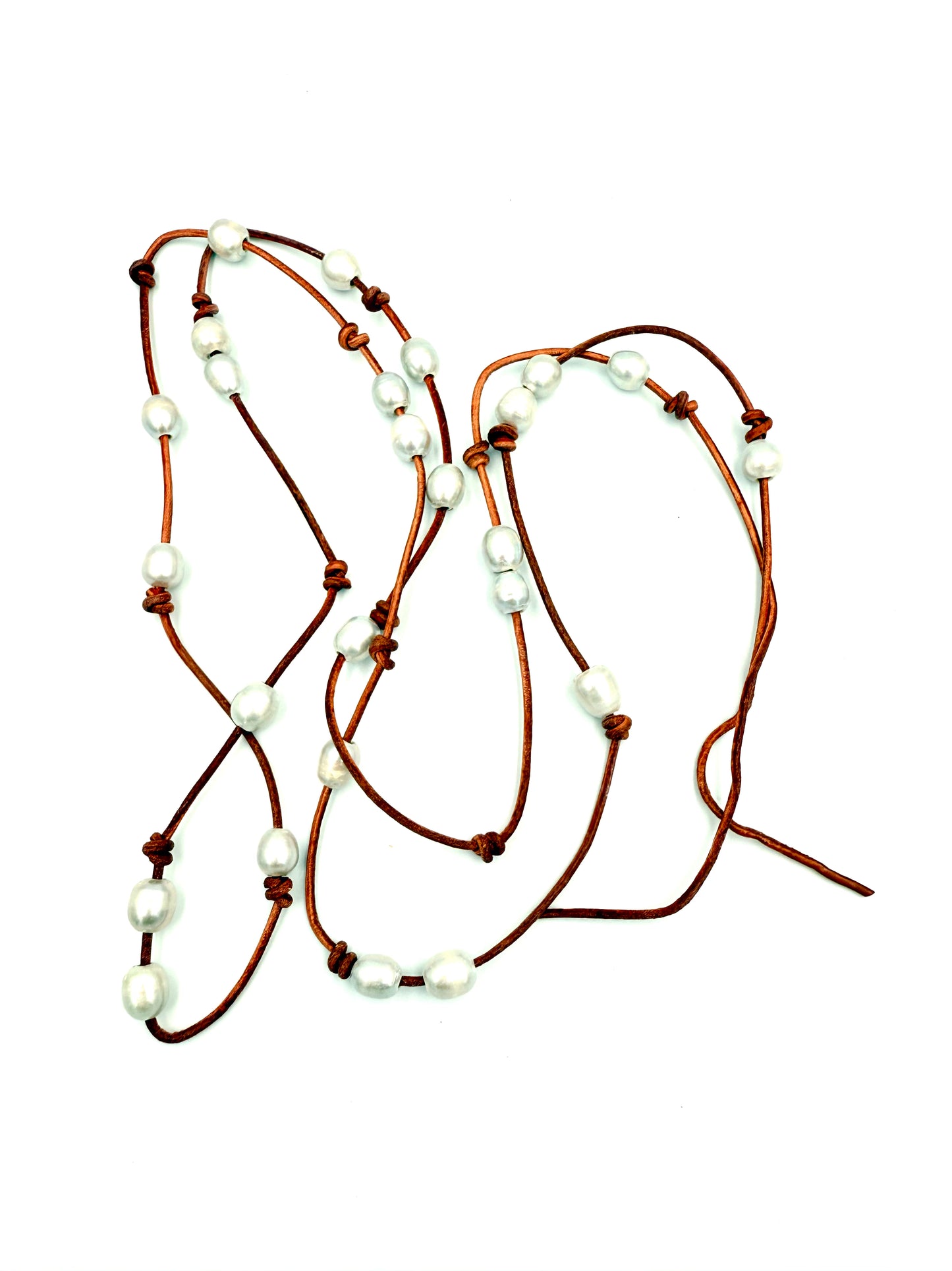 J7071C - 100% Leather Necklace W Freshwater Pearl