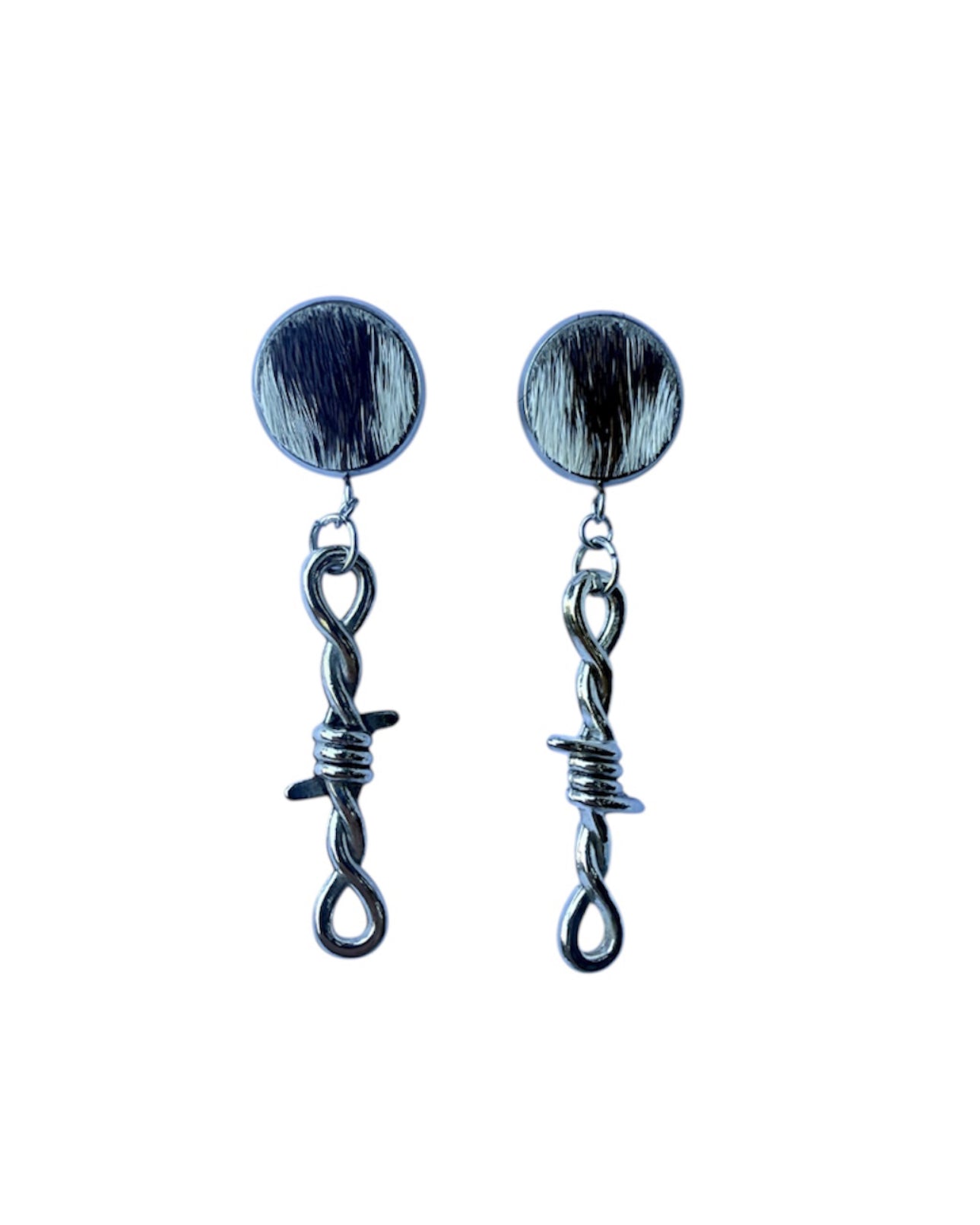 J7032 - 100% Hair on Hide Stud Dangle Earrings