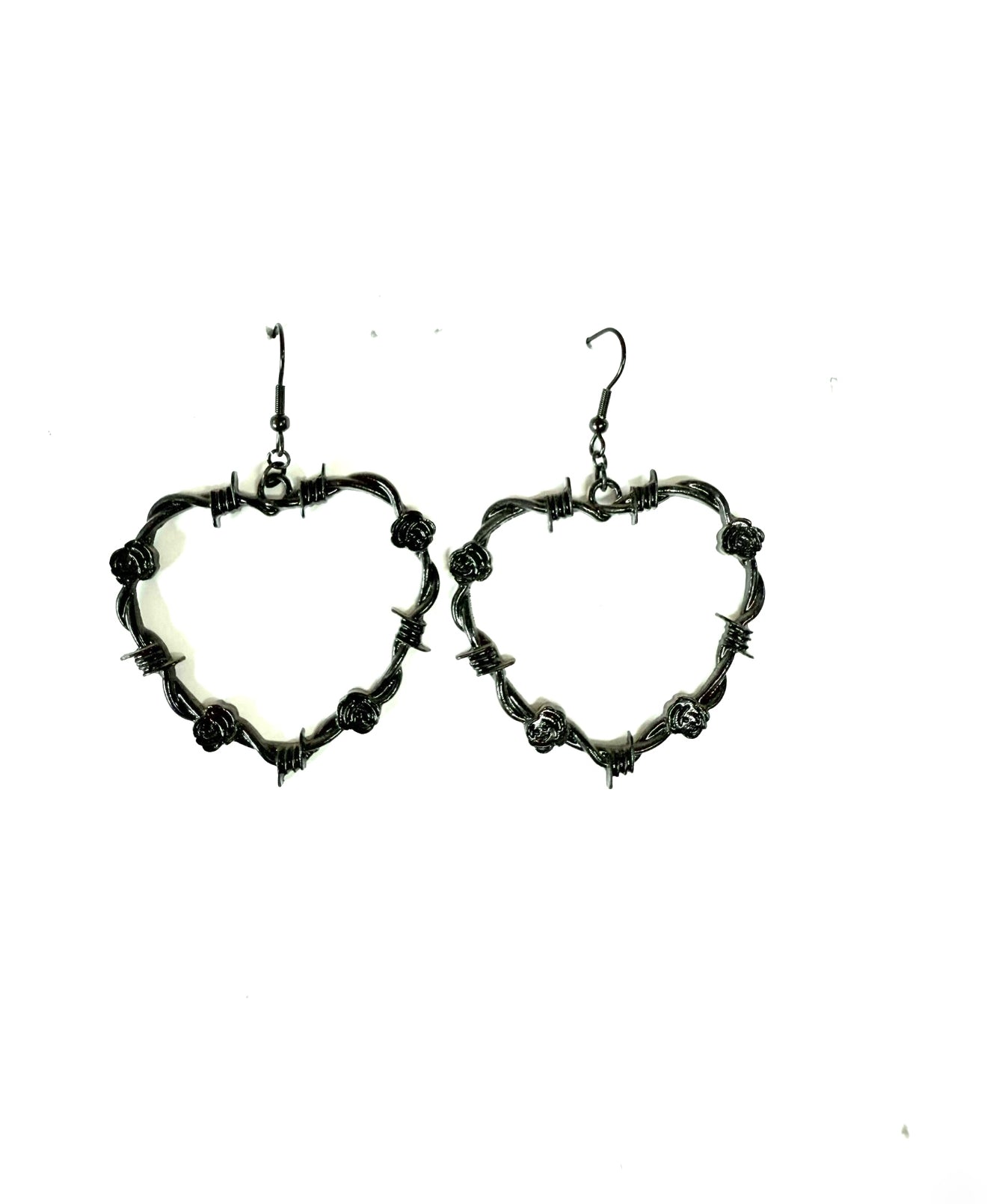 J7008 - Barb Heart Large Dangle Earrings